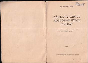 František Burda: Základy chovu hospodářských zvířat