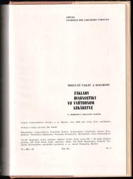 Mikuláš Takáč: Základy diagnostiky vo vnútornom lekárstve
