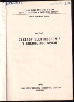 Karel Hanuš: Základy elektrochemie v energetice spojů