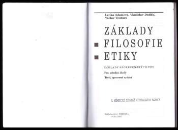 Lenka Adamová: Základy filosofie, etiky