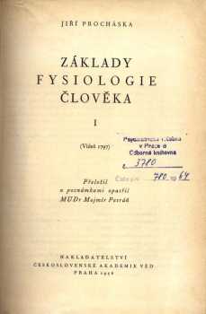 Jiří Procháska: Základy fysiologie člověka