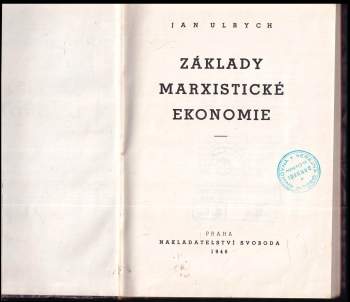 Jan Ulrych: Základy marxistické ekonomie