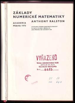 Anthony Ralston: Základy numerické matematiky