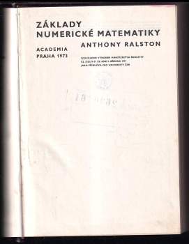 Anthony Ralston: Základy numerické matematiky