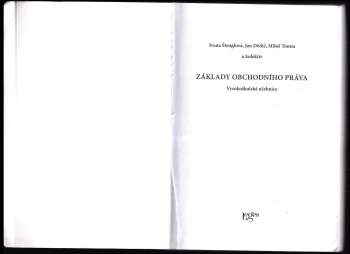 Jan Dědič: Základy obchodního práva