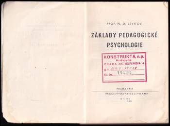 Nikolaj Dmitrijevič Levitov: Základy pedagogické psychologie