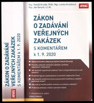 Zákon o zadávání veřejných zakázek s komentářem k 1.9.2020