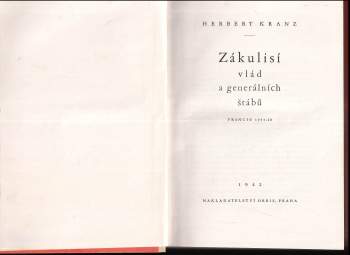 Herbert Kranz: Zákulisí vlád a generálních štábů