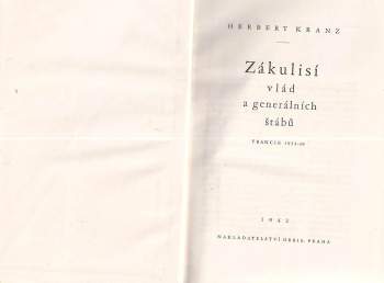 Herbert Kranz: Zákulisí vlád a generálních štábů