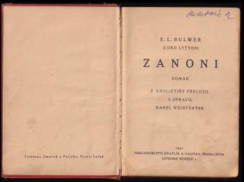 Edward Bulwer Lytton Lytton: Zanoni