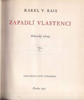 Karel Václav Rais: Zapadlí vlastenci