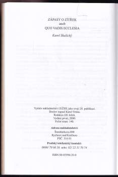 Karel Skalický: Zápasy o zítřek, aneb, Quo vadis Ecclesia