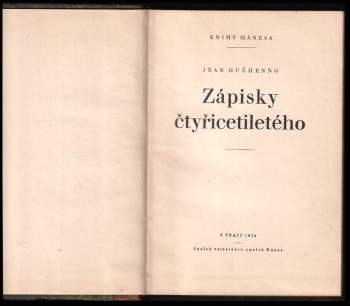 Jean Guéhenno: Zápisky čtyřicetiletého