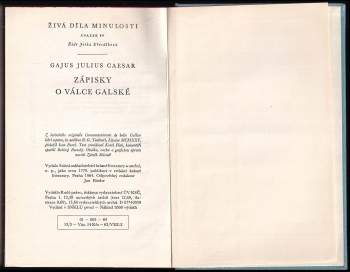 Gaius Iulius Caesar: Zápisky o válce galské