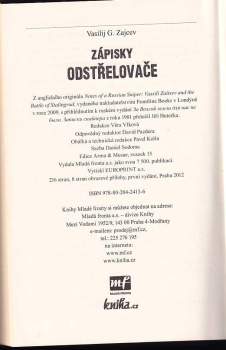 Vasilij Grigor'jevič Zajcev: Zápisky odstřelovače