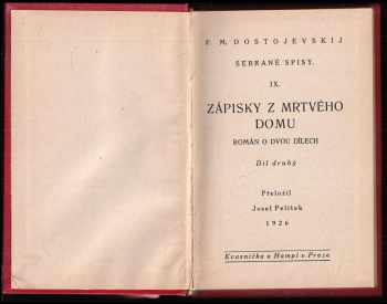 Fedor Michajlovič Dostojevskij: Zápisky z mrtvého domu