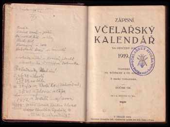 Zápisní včelařský kalendář pro země koruny české na na přestupný rok 1914