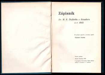 Vladimír Polívka: Zápisník Dr. M. Štefánika z Ecuadoru z roku 1913