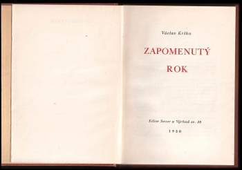 Václav Krška: Zapomenutý rok