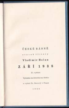 Vladimír Holan: Září 1938