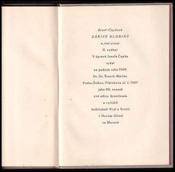 Karel Čapek: Zářivé hlubiny a jiné prosy