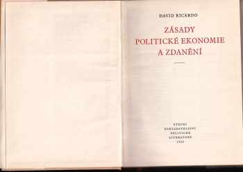 David Ricardo: Zásady politické ekonomie a zdanění