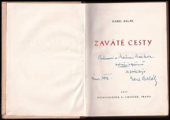 Karel Balák: Zaváté cesty
