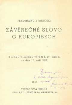 Závěrečné slovo o rukopisech