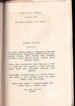 Jurij Karlovič Oleša: Závist