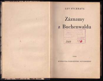 Lev Sychrava: Záznamy z Buchenwaldu