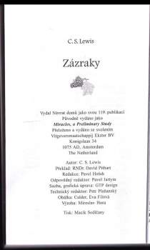 C. S Lewis: Zázraky