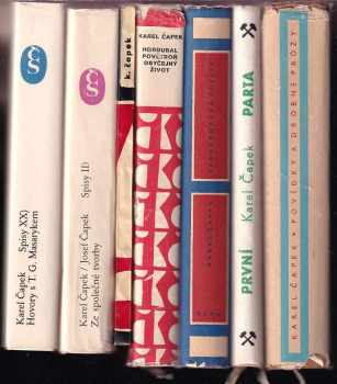 KOMPLET Karel Čapek 7X Hovory s T.G. Masarykem + Ze společné tvorby + Poznámky o tvorbě + Hordubal ; Povětroň ; Obyčejný život + Francouzská poesie a jiné překlady Karla Čapka + První parta + Povídky a drobné prózy