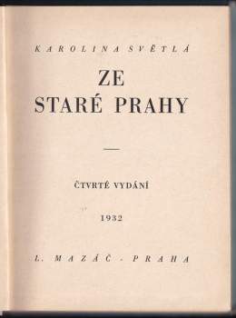 Karolina Světlá: Ze staré Prahy