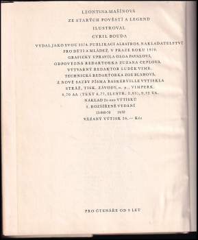 Leontina Mašínová: Ze starých pověstí a legend