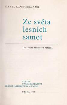 Karel Klostermann: Ze světa lesních samot
