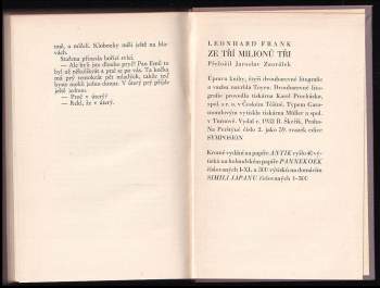 Leonhard Frank: Ze tří milionů tři