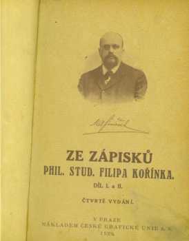 Matěj Anastasia Šimáček: Ze zápisků phil. stud. Filipa Kořínka
