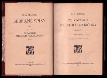 Matěj Anastasia Šimáček: Ze zápisků phil. stud. Filipa Kořínka