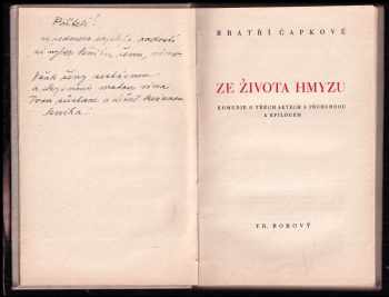 Karel Čapek: Ze života hmyzu - komedie o třech aktech s předehrou a epilogem