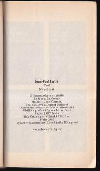 Jean-Paul Sartre: Zeď ; Nevolnost
