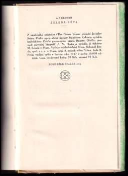 A. J Cronin: Zelená léta