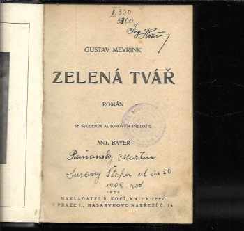 Gustav Meyrink: Zelená tvář