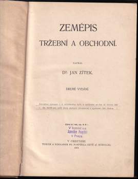 Jan Zítek: Zeměpis tržební a obchodní