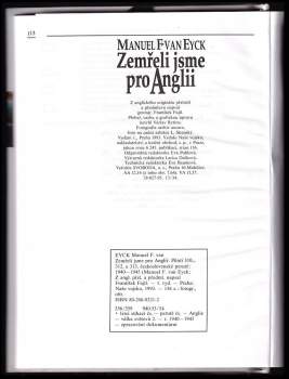 Manuel F Van Eyck: Zemřeli jsme pro Anglii