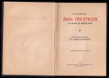 Honoré de Balzac: Žena třicetiletá