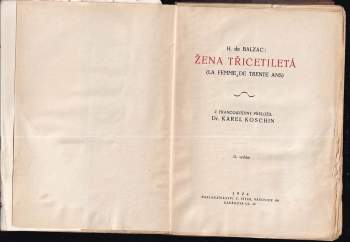 Honoré de Balzac: Žena třicetiletá