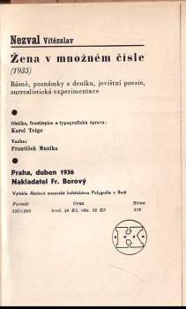 Vítězslav Nezval: Žena v množném čísle