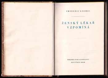 Frédéric Loomis: Ženský lékař vzpomíná