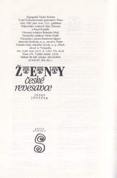 Josef Janáček: Ženy české renesance