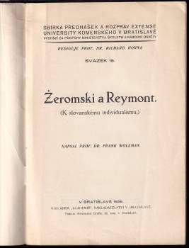 Frank Wollman: Żeromski a Reymont